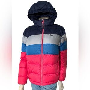 L.L. Bean Down Puffer Colorblock ~ Rainbow Down Puffer Jacket ~ Kids XL Ladies S